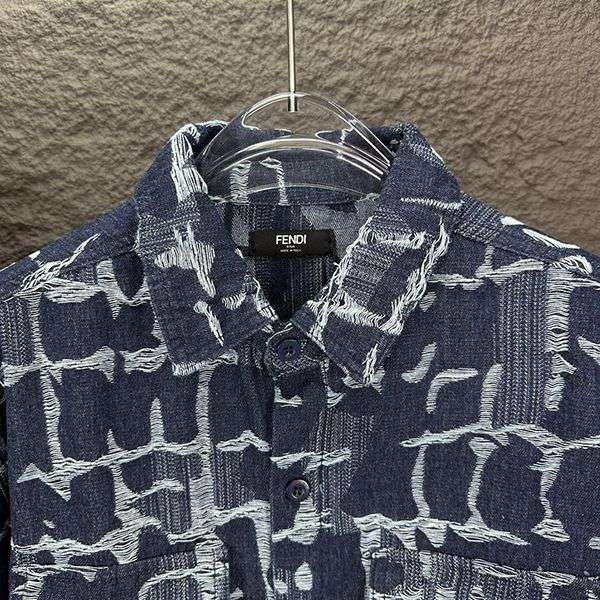 SS24 ★フェンディ「FF」デニムオーバーシャツ 偽物 FW1292AR9NF0UV2